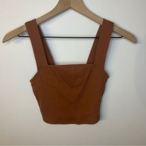 Abercrombie & Fitch Women’s Soft A&F Ribbed Brown Cropped Tank Top, Size Small
